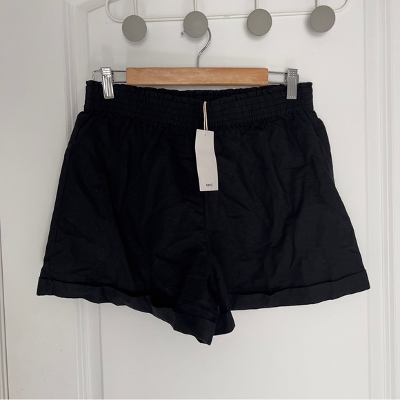 Mango Elastic Waist Linen blend Shorts size M - Picture 3 of 7